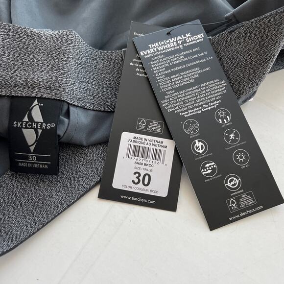 New SKECHERS The GO WALK Everywhere 9-Inch Short Men's SIZE 30 Charcoal - Picture 10 of 10